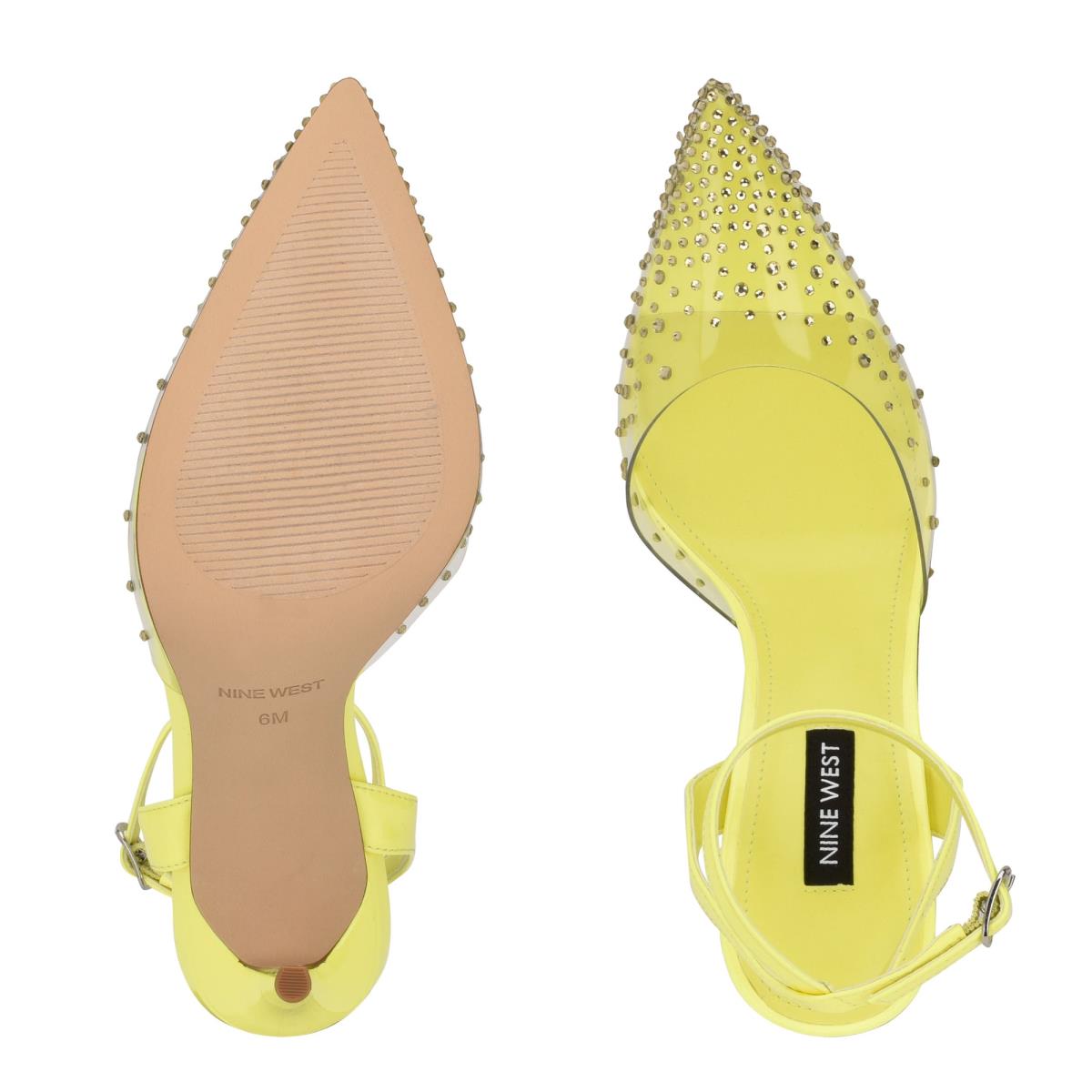 Zapatos De Salon Nine West Foreva Ankle Correa Vestido Mujer Amarillo | 2054SXEVN