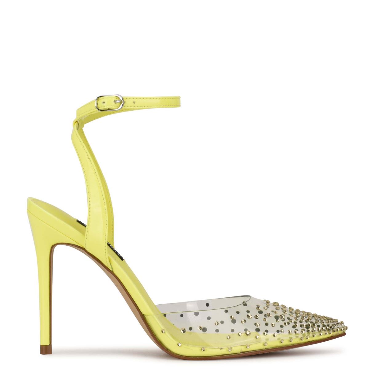 Zapatos De Salon Nine West Foreva Ankle Correa Vestido Mujer Amarillo | 2054SXEVN