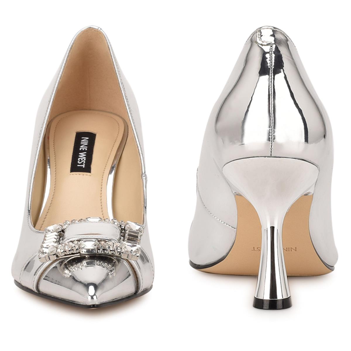 Zapatos De Salon Nine West Helyn Pointy Puntera Mujer Plateadas | 7581HPNXM