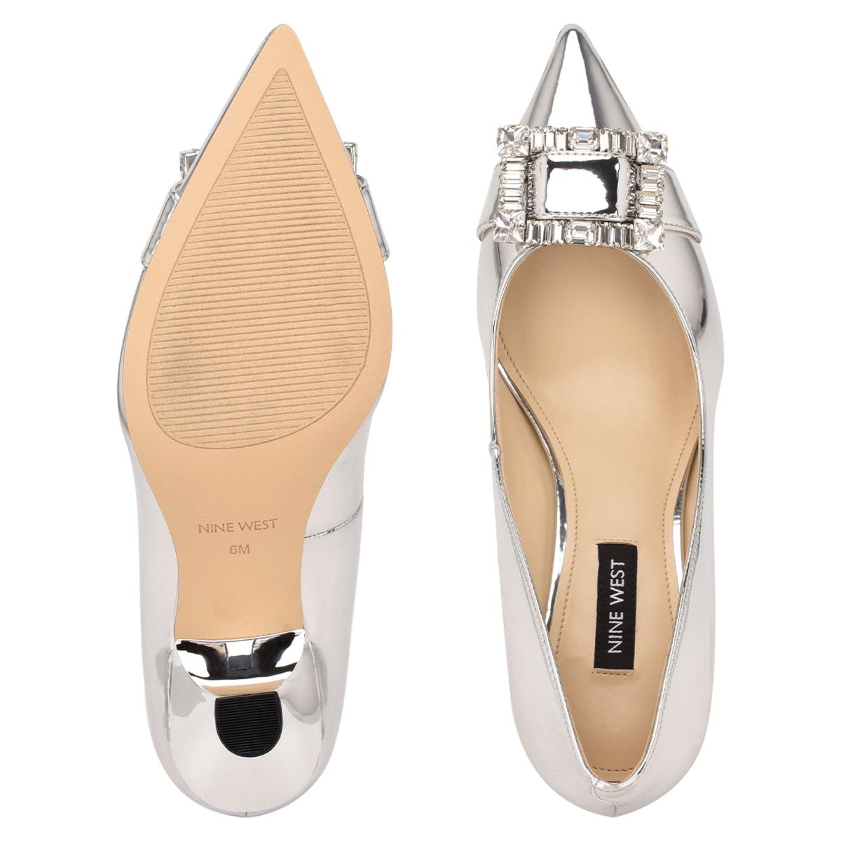 Zapatos De Salon Nine West Helyn Pointy Puntera Mujer Plateadas | 7581HPNXM