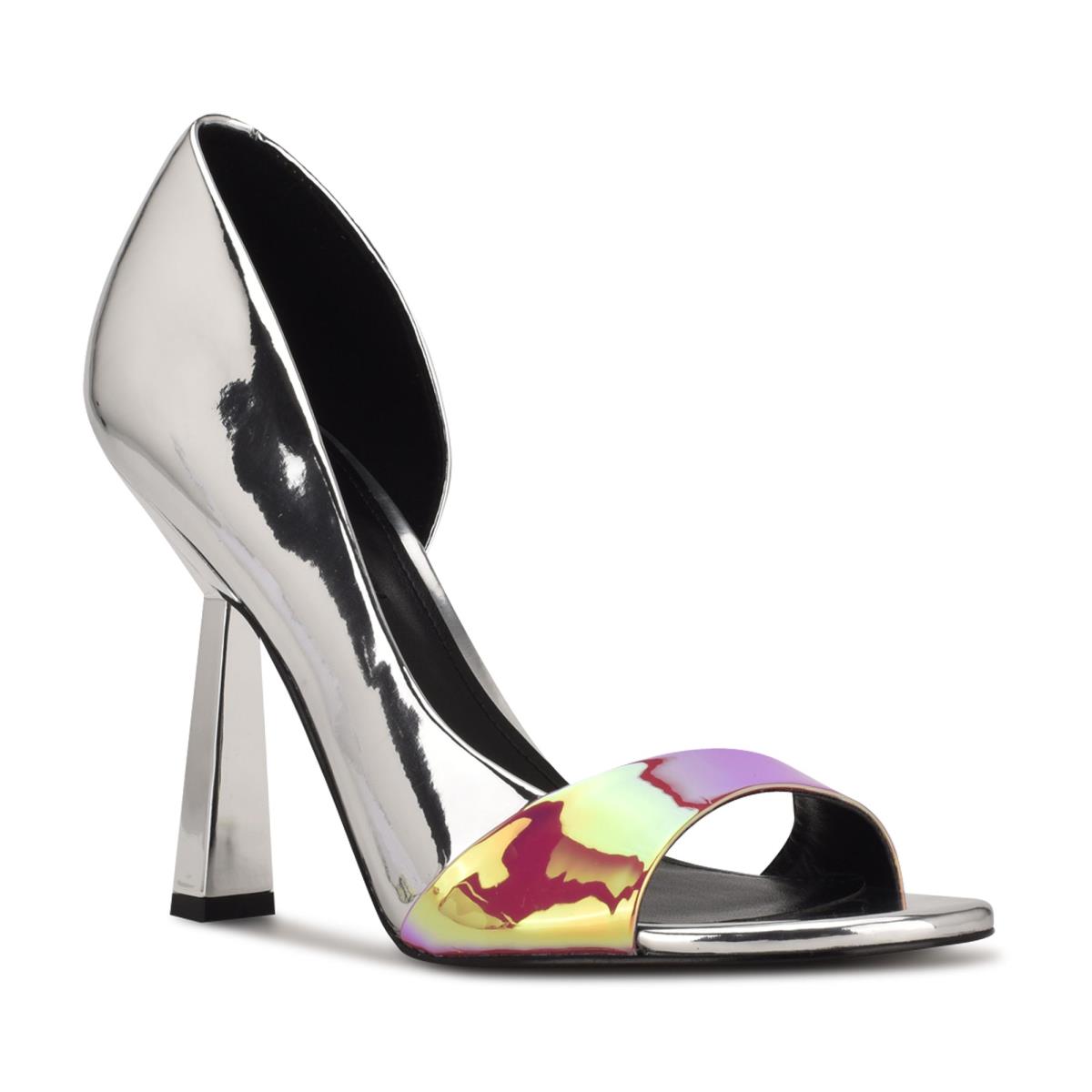 Zapatos De Salon Nine West Saidso Open Puntera Mujer Plateadas Multicolor | 3057GKQET