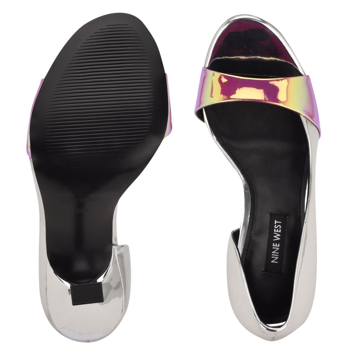 Zapatos De Salon Nine West Saidso Open Puntera Mujer Plateadas Multicolor | 3057GKQET