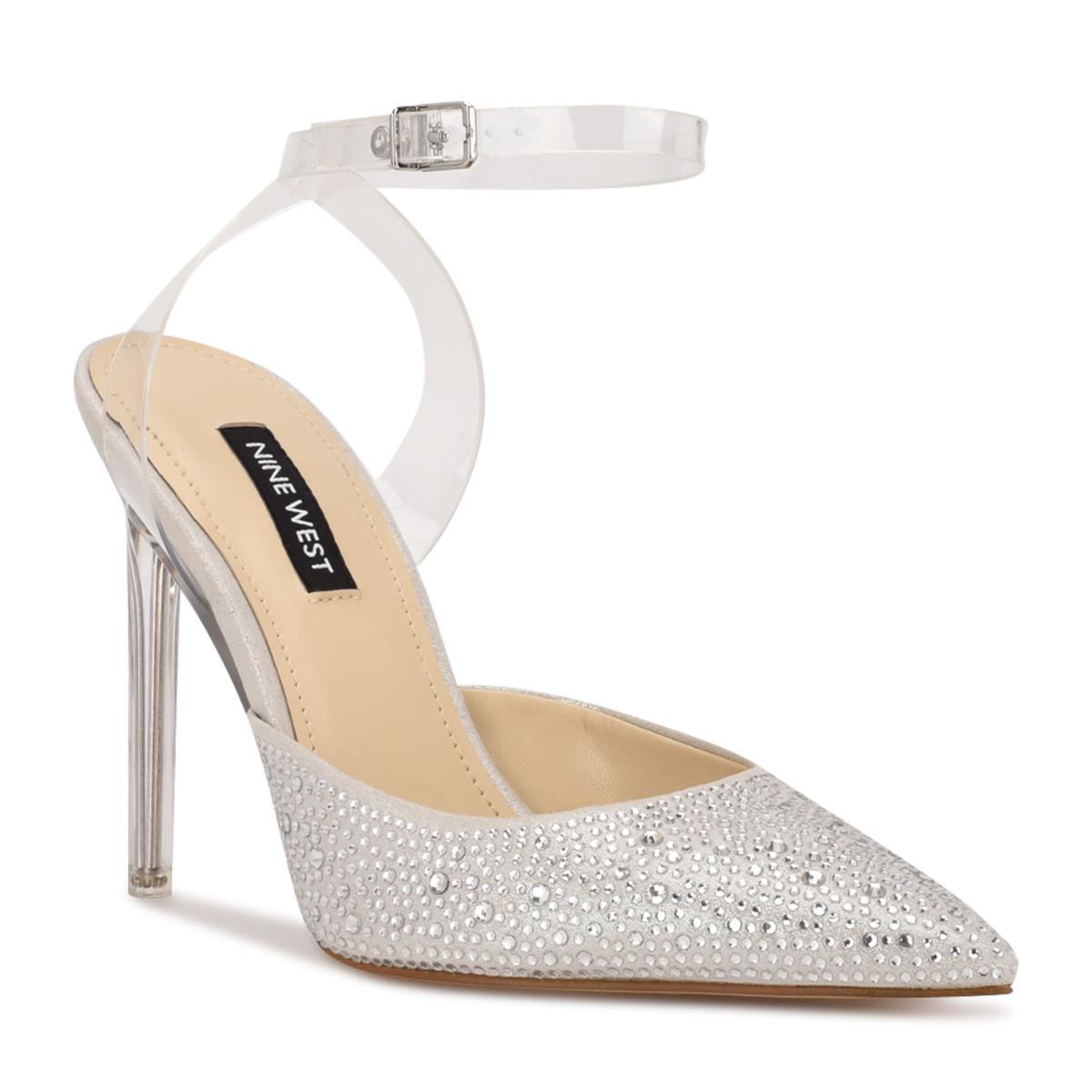 Zapatos De Salon Nine West Sparkel Ankle Correa Mujer Blancas | 9480VJNOD