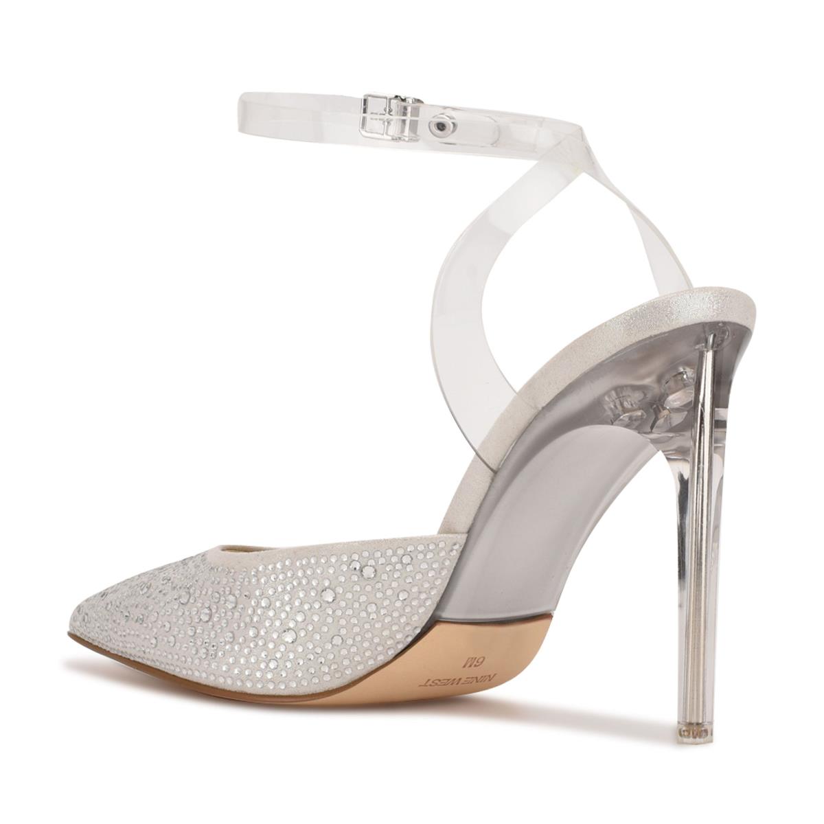 Zapatos De Salon Nine West Sparkel Ankle Correa Mujer Blancas | 9480VJNOD