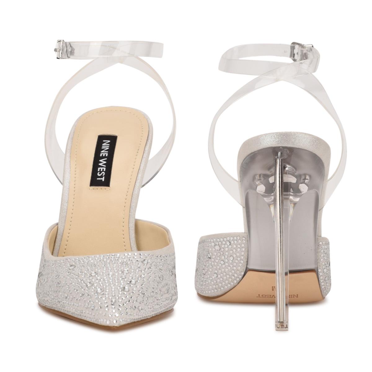 Zapatos De Salon Nine West Sparkel Ankle Correa Mujer Blancas | 9480VJNOD