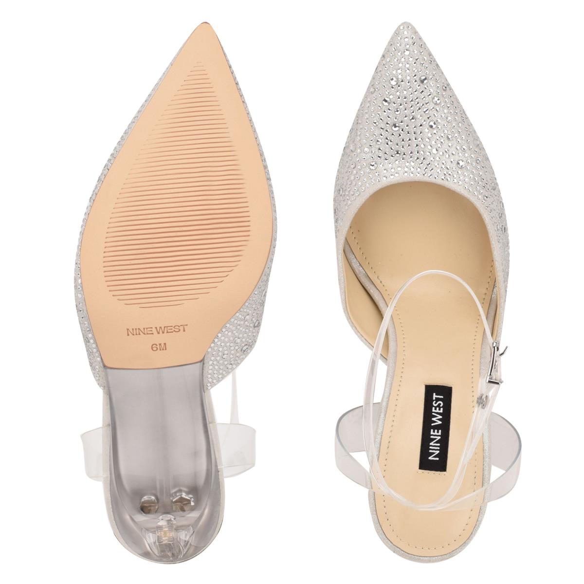 Zapatos De Salon Nine West Sparkel Ankle Correa Mujer Blancas | 9480VJNOD