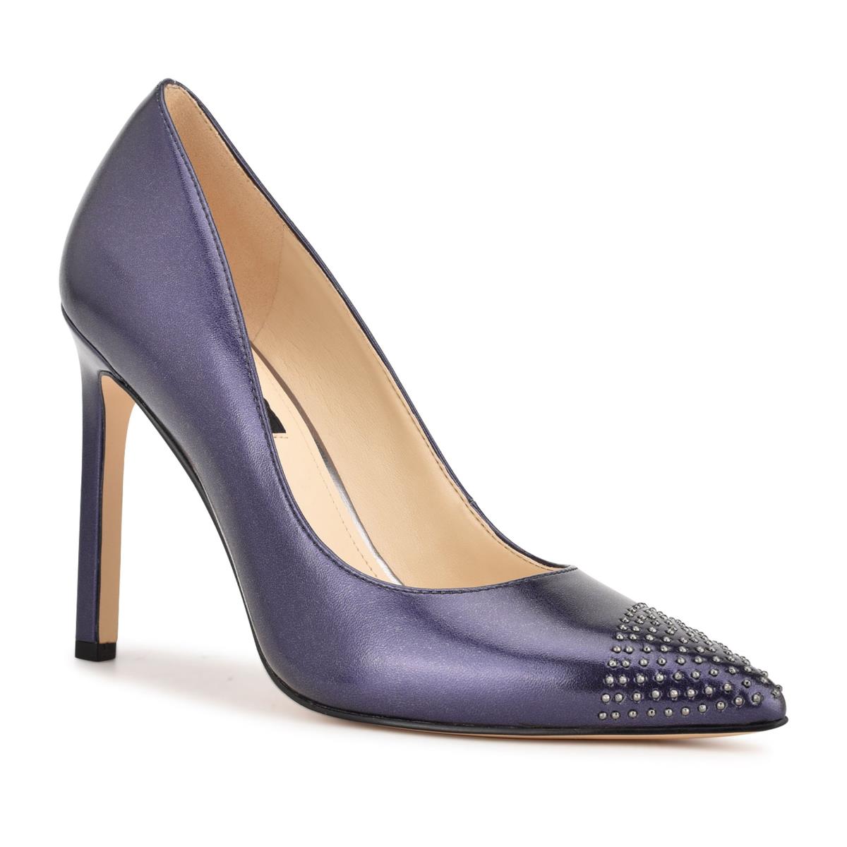 Zapatos De Salon Nine West Tadaa Studded Pointy Puntera Mujer Azul Marino | 4185JOYNH