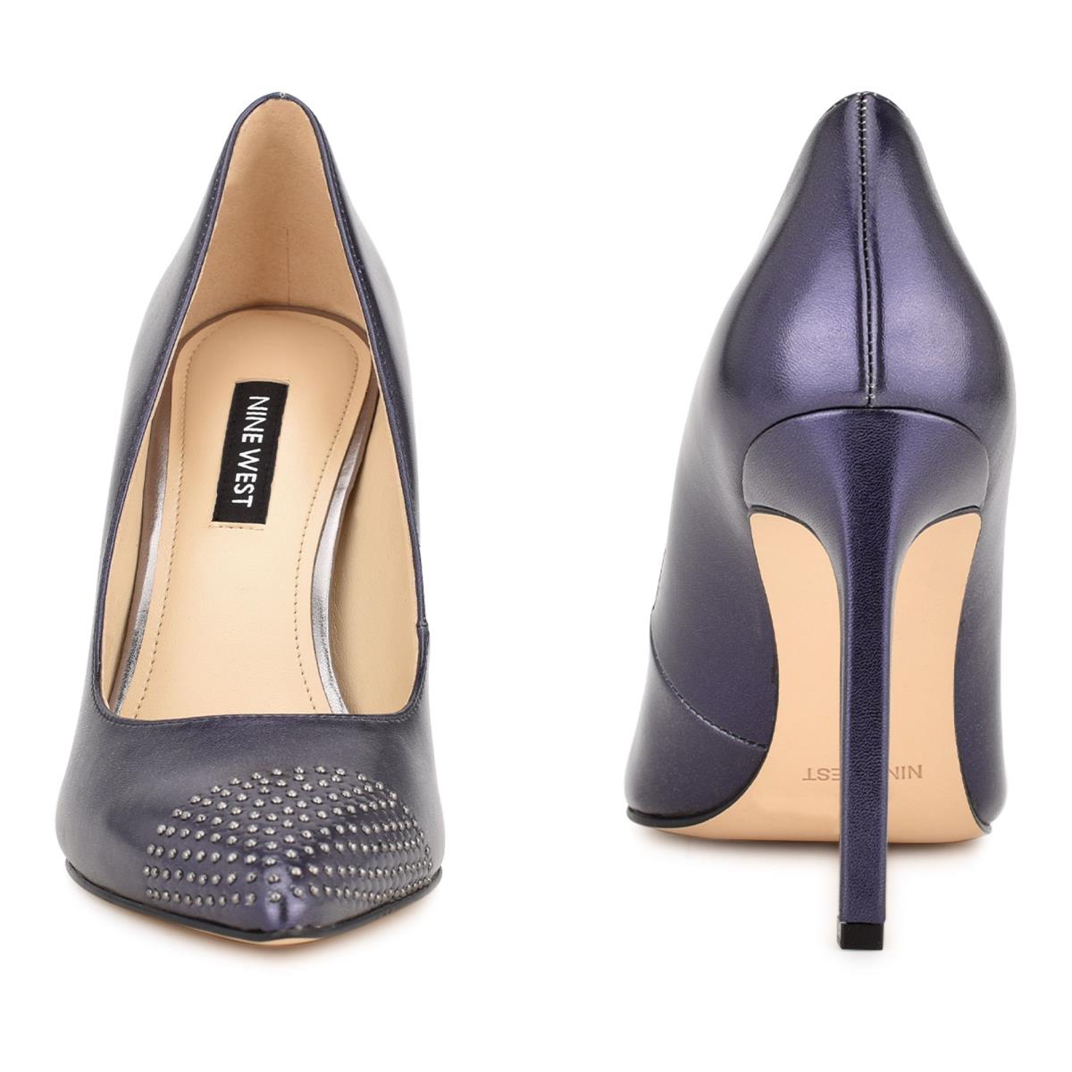 Zapatos De Salon Nine West Tadaa Studded Pointy Puntera Mujer Azul Marino | 4185JOYNH