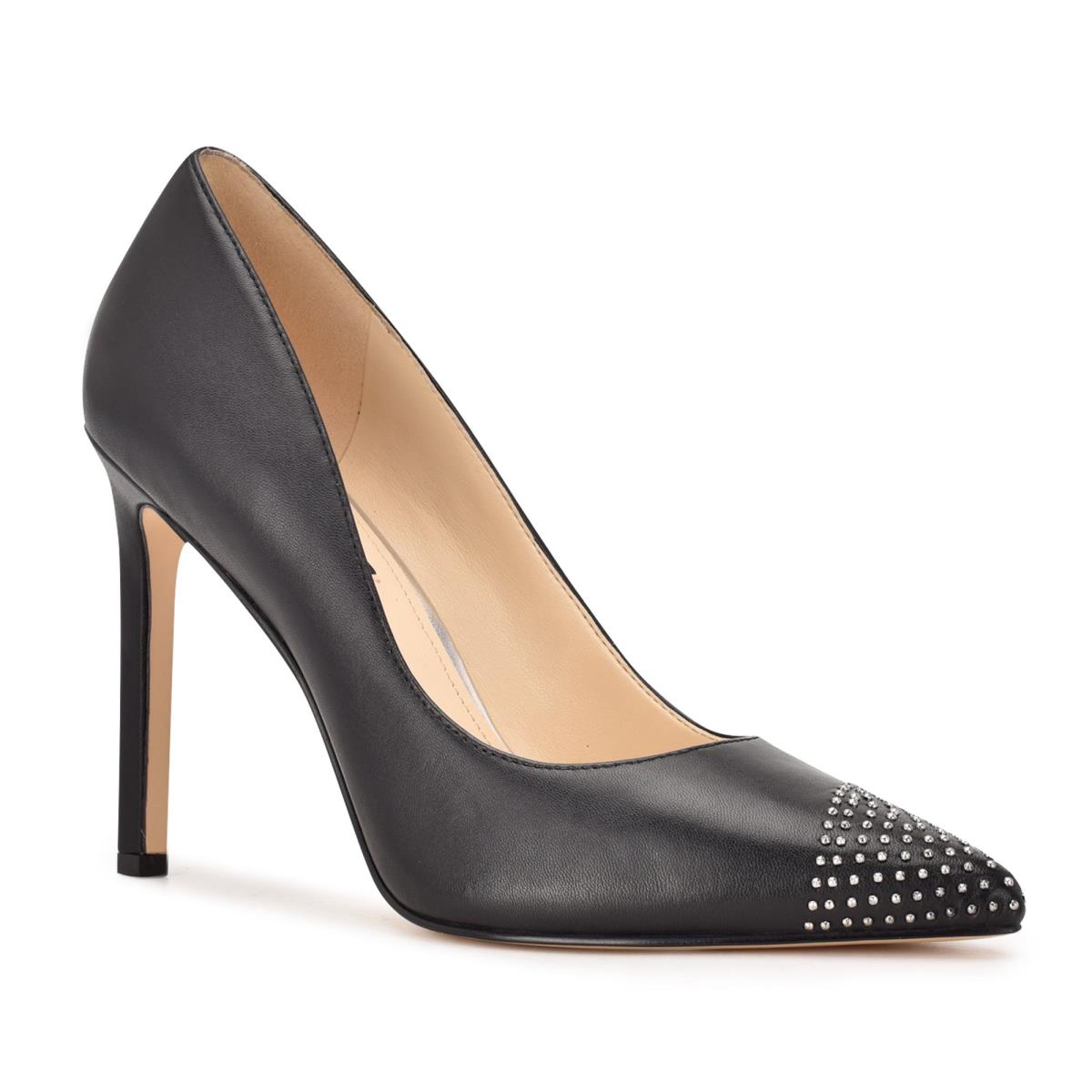 Zapatos De Salon Nine West Tadaa Studded Pointy Puntera Mujer Negras | 7163FKRPX