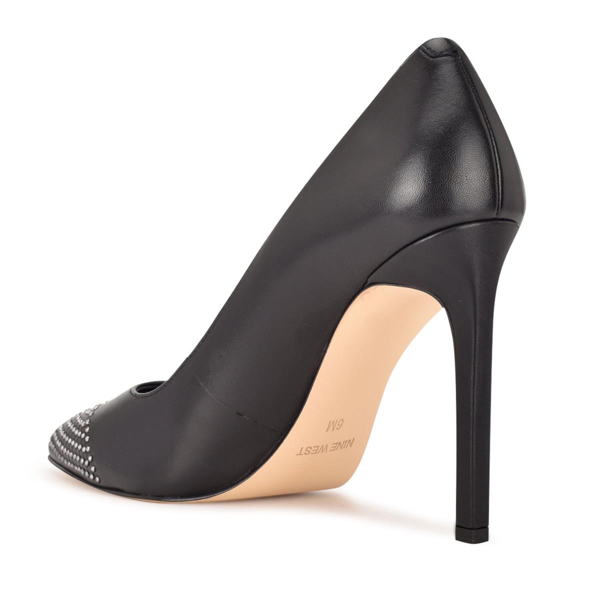 Zapatos De Salon Nine West Tadaa Studded Pointy Puntera Mujer Negras | 7163FKRPX