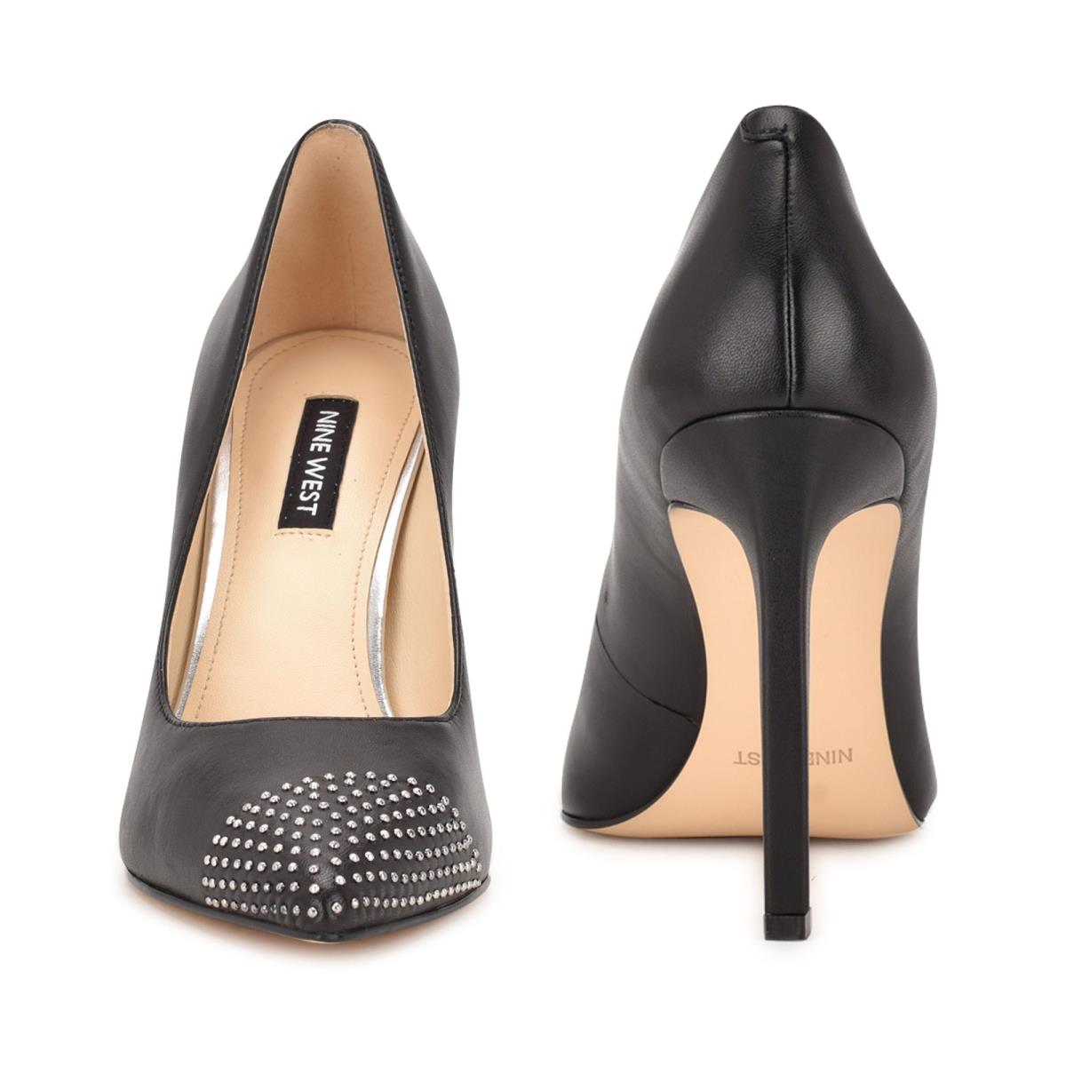 Zapatos De Salon Nine West Tadaa Studded Pointy Puntera Mujer Negras | 7163FKRPX