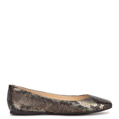 Ballerinas Nine West Alena Square-Puntera Mujer Gris Serpent | 4802TBLUQ