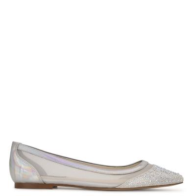 Ballerinas Nine West Bogus Pointy Puntera Mujer Beige Plateadas | 4273XSQEL