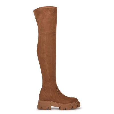 Botas Nine West Cellie Over the Knee Lug Sole Mujer Marrones | 9283OTFZK