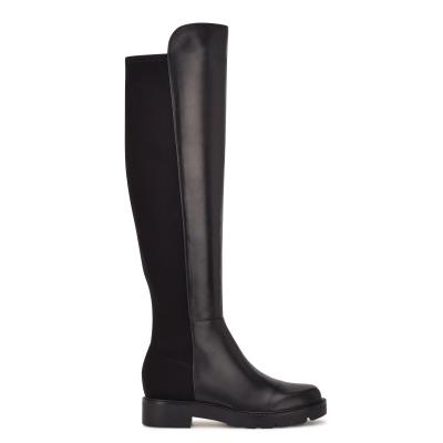 Botas Nine West Tread Over The Knee Lug Sole Mujer Negras | 7018JBICM