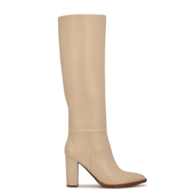 Botas de Tacon Nine West Hiya Mujer Creme | 3184QNDWK