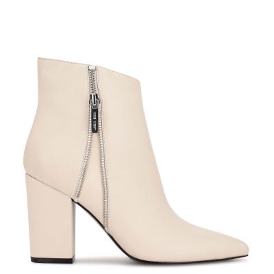 Botines Nine West Glorya Tacón Mujer Creme | 7093SKPQO