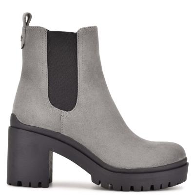 Botines Nine West Quies Chelsea Tacón Mujer Gris | 6574QTYDA