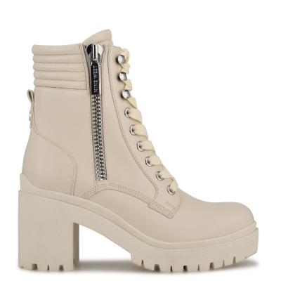 Botines Nine West Quiz Tacón Mujer Beige | 3725QYZFO