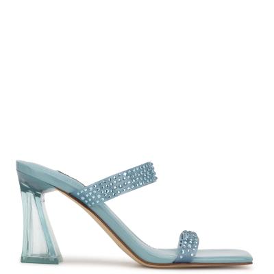 Sandalias Deslizantes Nine West Darla Tacón Mujer Azules | 6143RNHLU