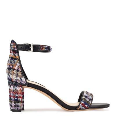 Sandalias Tacones Nine West Pruce Ankle Correa Block Mujer Azules Multicolor | 4862QXBTW