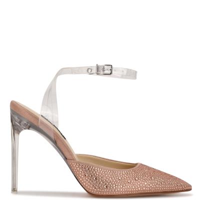 Zapatos De Salon Nine West Sparkel Ankle Correa Mujer Beige | 0867MCTJW