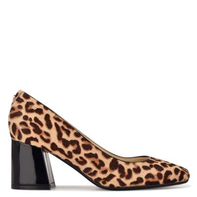 Zapatos De Salon Nine West Vibe 9x9 Block Heel Mujer Leopardo | 1746IJSEK